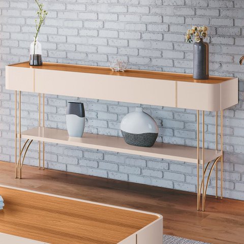 Aparador de Sala com Prateleira Vivant Off/cinamomo - Hb Móveis