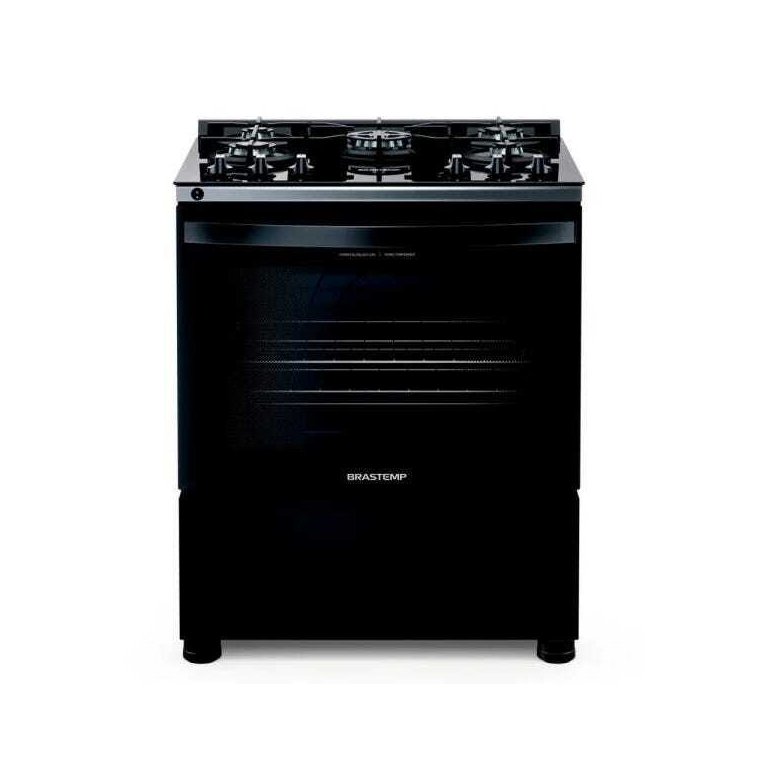 Fogão Brastemp 5 Bocas Preto com Mesa de Vidro e Turbo Chama - Bfs5Vce