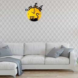 Relógio Gato Parede Cozinha Petshop Animais Amarelo - 3