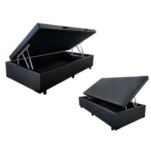 Cama Box Baú Solteiro 88x188x040 Premium Corino Preto