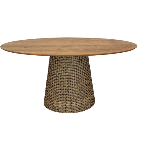 Mesa De Jantar Cone Oval 180x100 cm Tampo Antíqua Base Fibra Sintética Personal Decor Mesa de Jantar