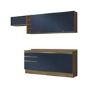 Ver imagem 3 de Armário de Cozinha Completa Garrafeiro 100% Mdf 280cm Nogueira/azul Profundo Celeste Kappesberg