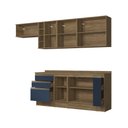 Ver imagem 2 de Armário de Cozinha Completa Garrafeiro 100% Mdf 280cm Nogueira/azul Profundo Celeste Kappesberg
