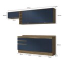Ver imagem 4 de Armário de Cozinha Completa Garrafeiro 100% Mdf 280cm Nogueira/azul Profundo Celeste Kappesberg