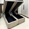 Cama Box Baú Bipartido Casal Premium 138x188x040 com 4 Articulações Corino Bege - 1