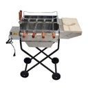 Ver imagem 1 de Churrasqueira Portátil Inox Giratória Elétrica 4 Espeto Bojo Alumínio Roda Tabua Carvão Área Externa
