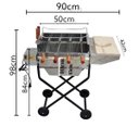 Ver imagem 3 de Churrasqueira Portátil Inox Giratória Elétrica 4 Espeto Bojo Alumínio Roda Tabua Carvão Área Externa