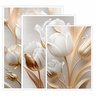 Kit 3 Quadro Decorativo Sala Flores Tulipas Brancas Gold 4k Qualidade Premium 40x28cm - 4