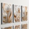 Kit 3 Quadro Decorativo Sala Flores Tulipas Brancas Gold 4k Qualidade Premium 40x28cm - 1