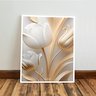 Kit 3 Quadro Decorativo Sala Flores Tulipas Brancas Gold 4k Qualidade Premium 40x28cm - 7