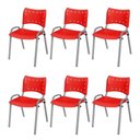 Ver imagem 1 de Cadeira Iso Base Cinza Escola, Escritório Vermelho Kit 6 Un