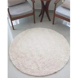 Tapete Algodão Par Sala/Quarto - Redondo - 1,50 x 1,50 - Cor Cru - 2
