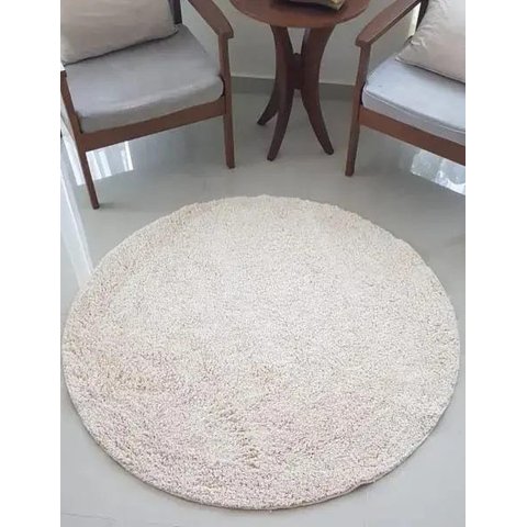 Tapete Algodão Par Sala/Quarto - Redondo - 1,50 x 1,50 - Cor Cru