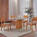 Ver imagem 1 de Mesa de Jantar Eloise 90cm Tampo Mdf Vidro com 4 Cadeiras Copper Moderna Mobília