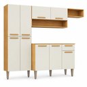 Ver imagem 3 de Cozinha Compacta 9 Portas 1 Gaveta Puxador de Madeira Alana Cinamomo/Off White Espresso Móveis