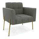 Ver imagem 4 de Sofá Namoradeira e 2 Poltronas Pé de Ferro Dourado Elisa Suede Grafite D03 - D'Rossi