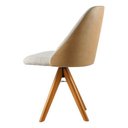 Ver imagem 2 de Poltrona Giratória Mesa Jantar Alto Padrão em Linho e Couríssimo