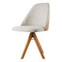 Ver imagem 1 de Poltrona Giratória Mesa Jantar Alto Padrão em Linho e Couríssimo