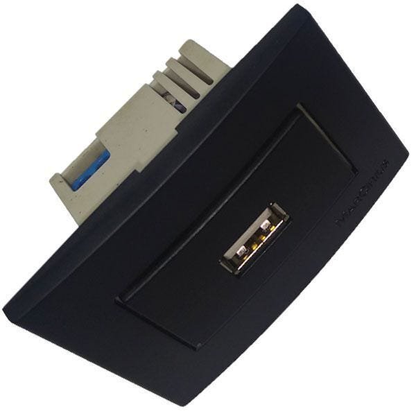 Conjunto para Moveis Embutir Ebony Clean - Tomada Carregador USB 1A - 2