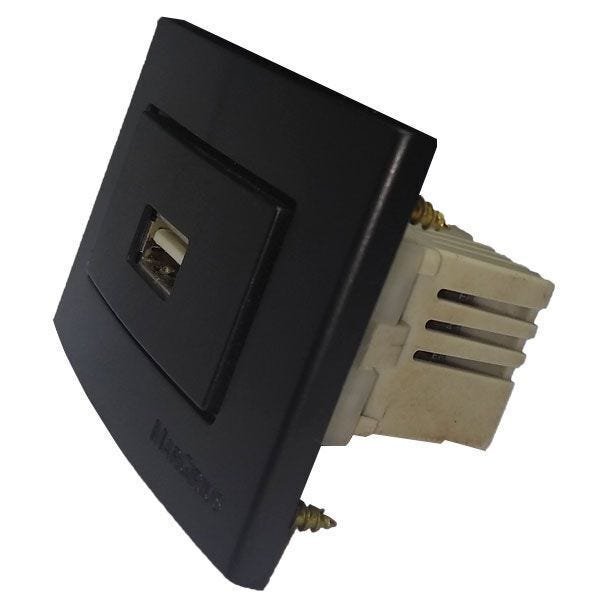 Conjunto para Moveis Embutir Ebony Clean - Tomada Carregador USB 1A - 3
