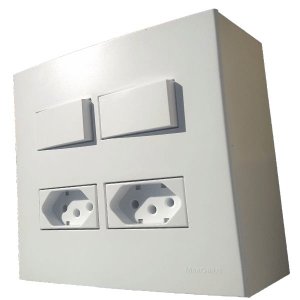 Caixa Versatil Sobrepor Branco - 4x4" 2 Tomadas 2p+t 20 A+2 Interruptor Simples separados