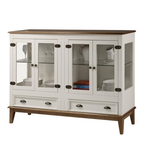 Cristaleira Agatha 4 Portas e 2 Gavetas Cor Off White com Amêndoa 149 Cm - 63540
