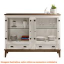 Ver imagem 2 de Cristaleira Agatha 4 Portas e 2 Gavetas Cor Off White com Amêndoa 149 Cm - 63540