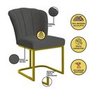 Ver imagem 3 de Kit 2 Cadeiras Poltrona Flor Pés Metal Dourado Mesa Quarto Cozinha Cor:cinza