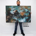 Ver imagem 2 de Quadro Decorativo em Canvas Pincelada Moderna Luxo TaColado Moldura Flutuante 4,5cm Freijó 120 x 80c