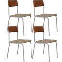 Ver imagem 1 de Kit 04 Cadeiras Estofada para Sala de Jantar Sense Branco C01 Linho Areia Courino Caramelo - Lyam de