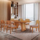 Ver imagem 3 de Mesa Carolina 180 Tampo Mdf Canto Copo 6 Cadeiras Copper Premium Moderna Mobilia