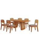 Ver imagem 1 de Mesa Carolina 180 Tampo Mdf Canto Copo 6 Cadeiras Copper Premium Moderna Mobilia