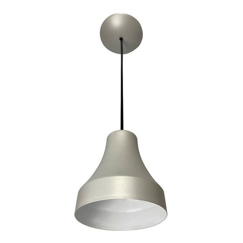 Lustre Luminária Pendente Utron Alumínio Bell Vexo 12cm - Cinza