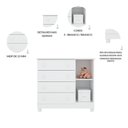 Ver imagem 6 de Kit Quarto de Bebê Doce Sonho com Berço com Rodízio Cômoda Sapateira e Colchão D18 130x60 Movellu
