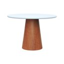 Ver imagem 1 de V9371atbvb Mesa de Jantar Tampo Vidro Base Cone Ø150 Lam. Cinamomo Amêndoa-tampo Ø150cm Branco/vidro