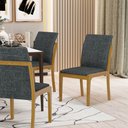 Ver imagem 2 de Cadeira Livia Madeira Maciça Estofada para Mesa de Jantar Linho Chumbo 406