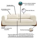 Ver imagem 4 de Kit Poltrona e Sofá 2 Lugares Linho Natural Pés Castanho