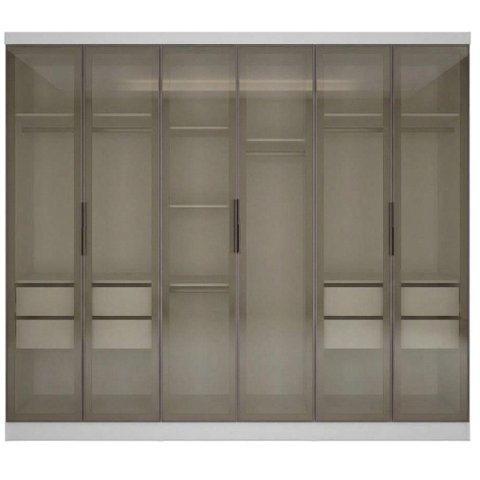 Guarda Roupa Linea 6 Portas 4 Gavetas Linea Reflecta Neve - Novo Horizonte