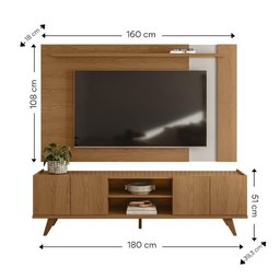 Painel para Tv Leme com Rack Brazos - Colibri Móveis - Freijo - 3