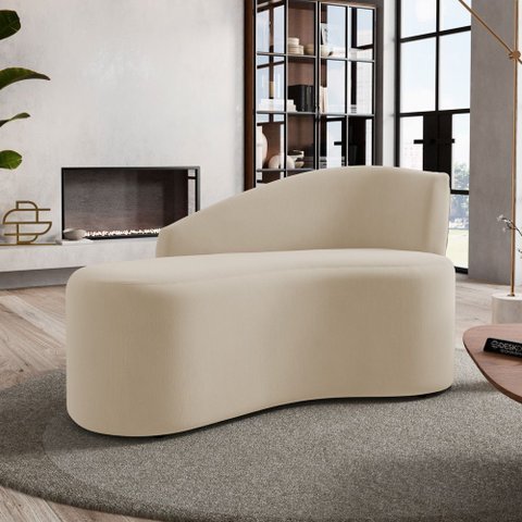 Namoradeira Compacta Decorativa Orgânica Auren 100cm Suede Bege - Desk Design