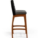 Ver imagem 7 de Kit 02 Banquetas Altas Sala De Jantar Fixa Mila B04 Couríssimo Preto Linho Cinza Escuro - Lyam Decor