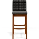 Ver imagem 6 de Kit 02 Banquetas Altas Sala De Jantar Fixa Mila B04 Couríssimo Preto Linho Cinza Escuro - Lyam Decor