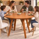 Ver imagem 2 de Mesa de Jantar Cozinha Redonda 80cm Madeira Freijó 5 Lugares