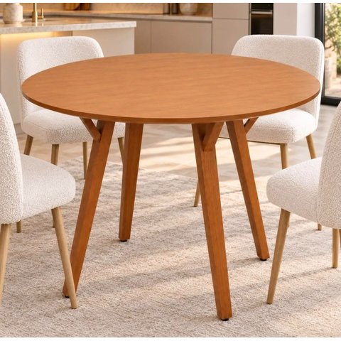 Mesa de Jantar Cozinha Redonda 80cm Madeira Freijó 5 Lugares