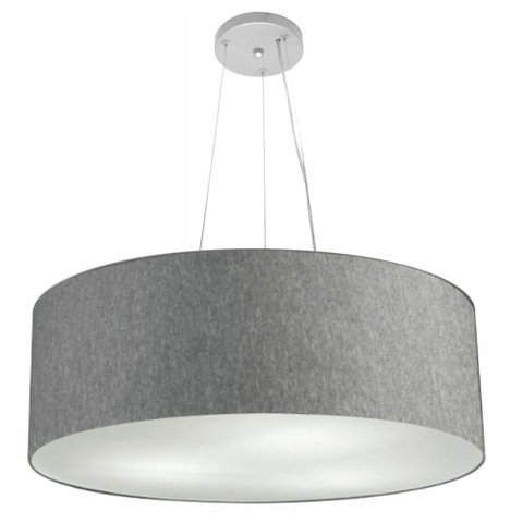 Lustre Pendente Cilíndrico Vivare Md-4010 Cúpula em Tecido 60x21cm - Bivolt - Rustico Cinza - Bivolt
