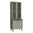 Ver imagem 2 de Armário Cozinha Cristaleira Conecta Frizz Verde Mint/Ebano