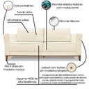 Ver mais imagens de Sofa Balli 2 Lugares 190cm Pes Madeira Linho 222 Perola Ezz Perola