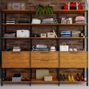 Ver imagem 1 de Closet 2 Portas 2 Gavetas 100% Mdf Aurora Marrom/Preto Fosco - Pnr Móveis