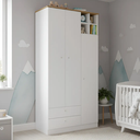 Ver imagem 1 de Guarda Roupa Armário Roupeiro Cabideiro 3 Portas 2 Gavetas 4 Nichos Quarto Infantil Branco