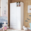 Ver imagem 3 de Guarda Roupa Armário Roupeiro Cabideiro 3 Portas 2 Gavetas 4 Nichos Quarto Infantil Branco